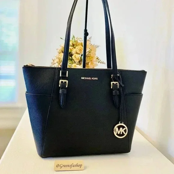 Michael Kors Charlotte Top Zip Tote shoulder bag black - Picture 1 of 10